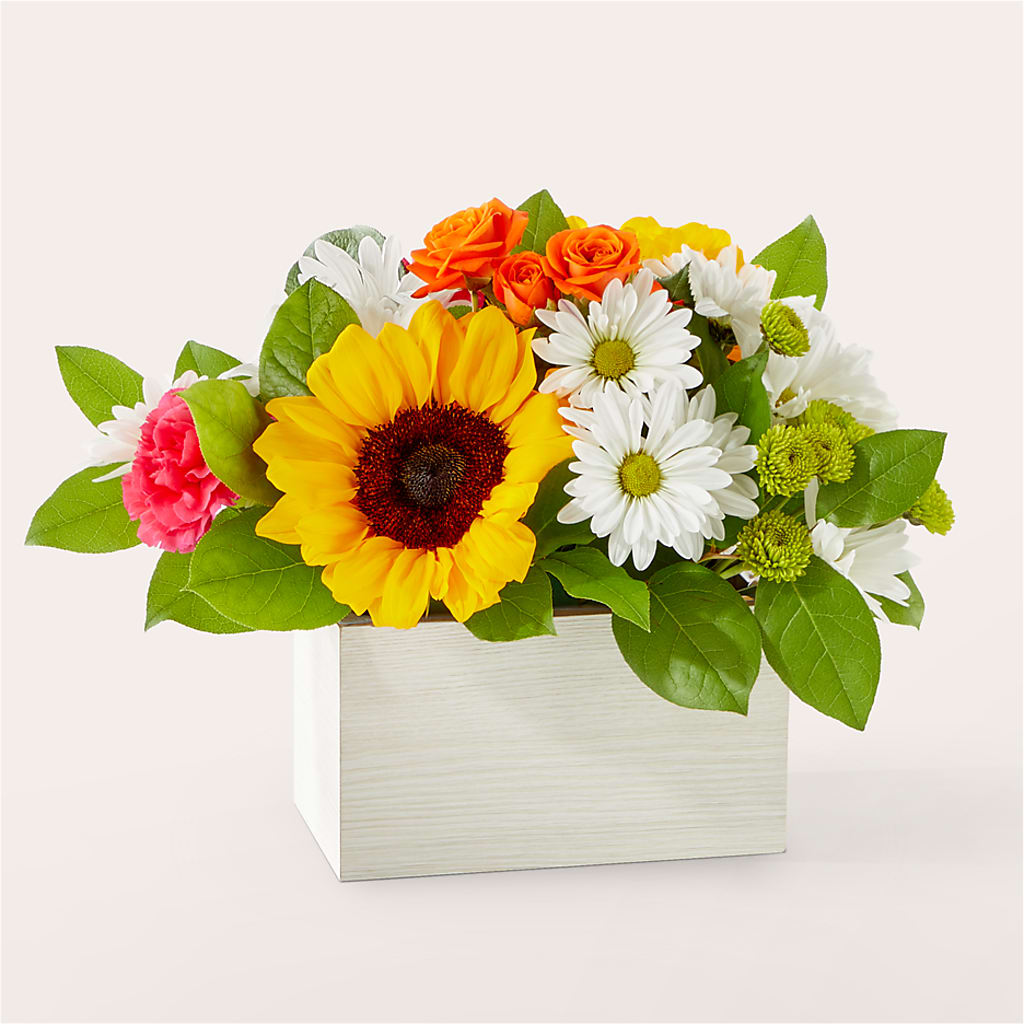 Sun-drenched Blooms Box Bouquet – Flowers By Mayra Inc, Freeport NY
