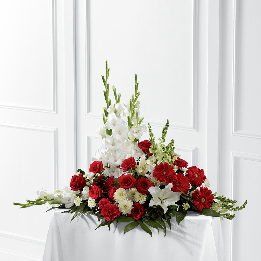 Crimson & White Arrangement – Flowers By Mayra Inc, Freeport NY