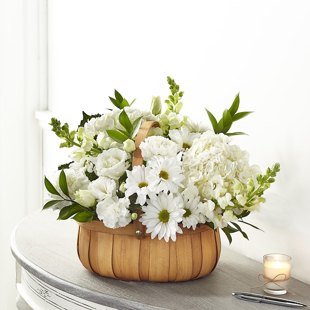 Pure Ivory Basket – Flowers By Mayra Inc, Freeport NY