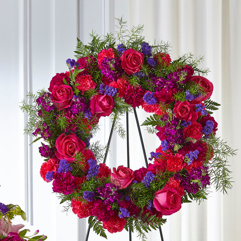 Calming Colors Wreath – Flowers By Mayra Inc, Freeport NY