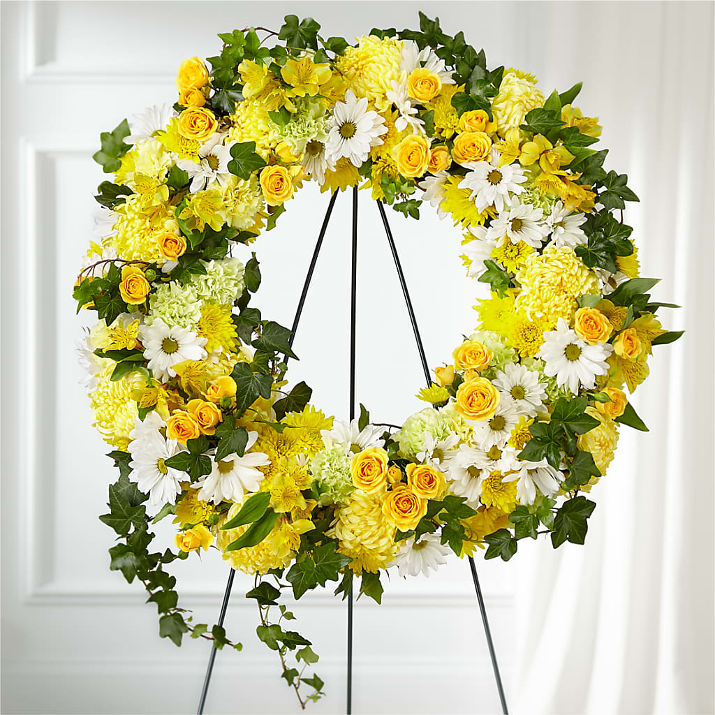 Golden Remembrance Wreath – Flowers By Mayra Inc, Freeport NY