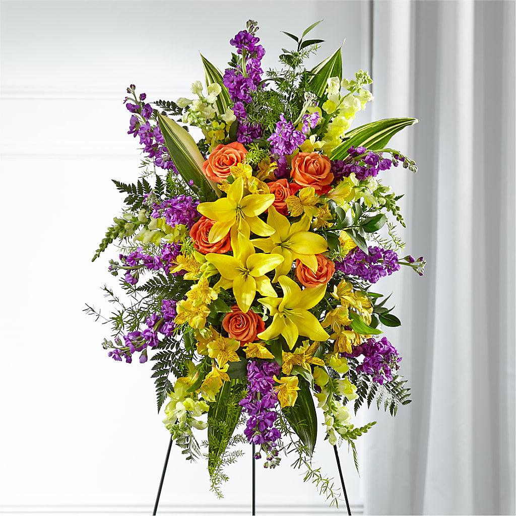 Thoughtful Prayers Standing Spray – Flowers By Mayra Inc, Freeport NY