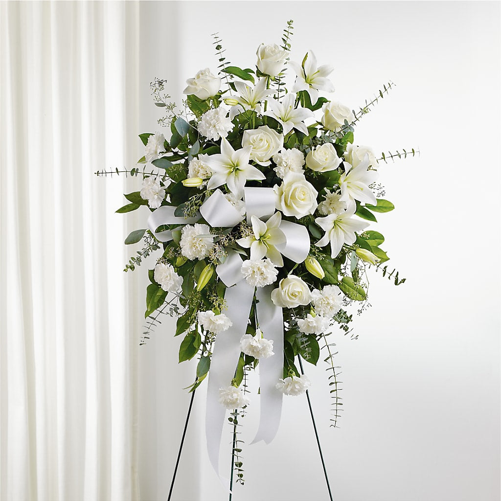 With Care Standing Spray – Flowers By Mayra Inc, Freeport NY