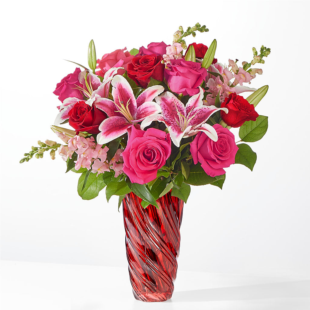 Always You Bouquet with Luxe Swirl Vase – Flowers By Mayra Inc, Freeport NY