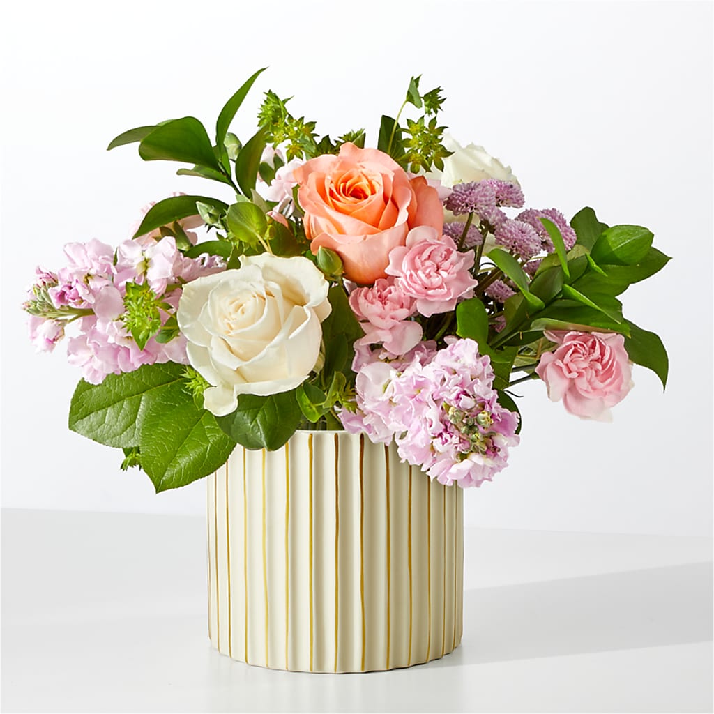 French Market Bouquet with Ivory Vase – Flowers By Mayra Inc, Freeport NY