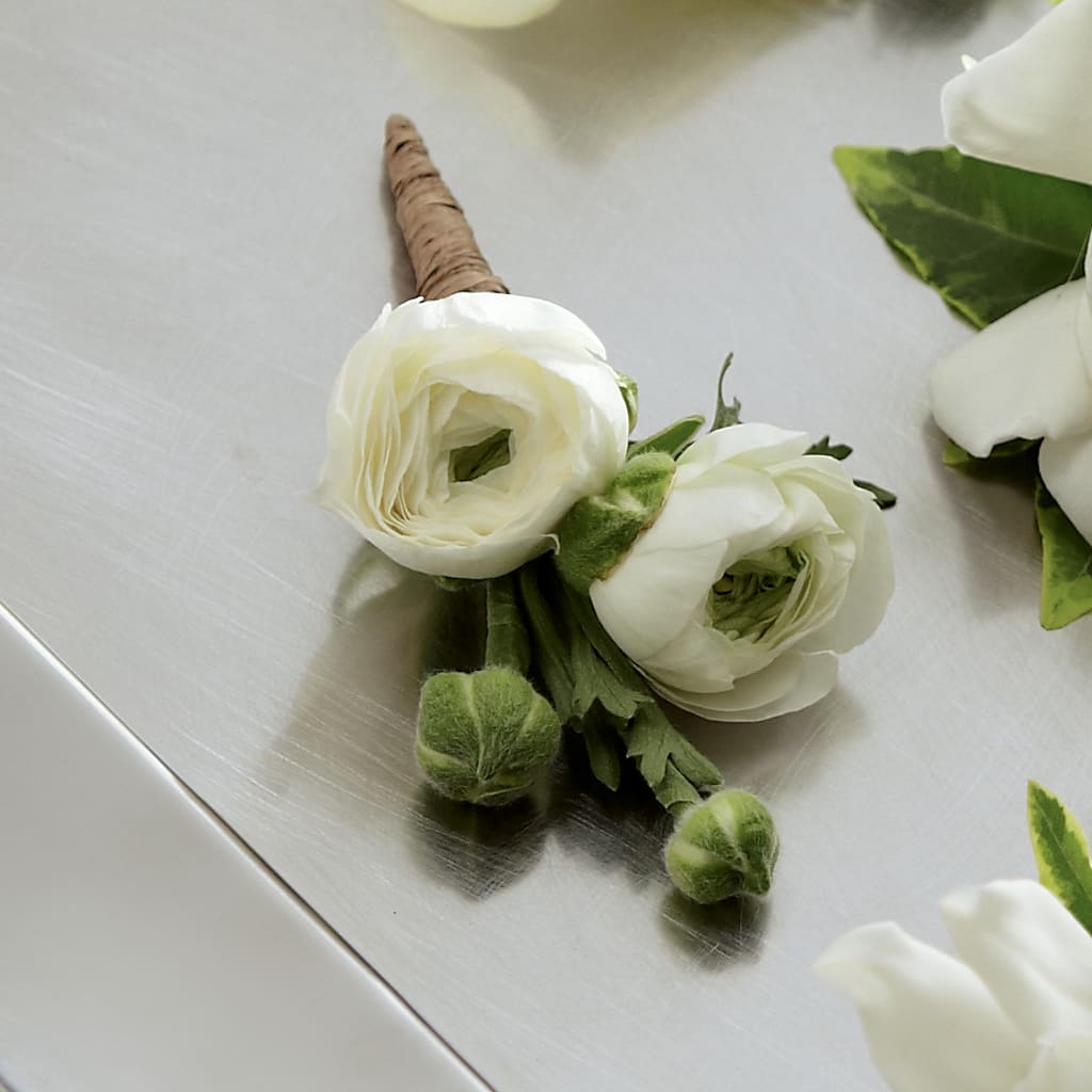 White Ranunculus Boutonniere – Flowers By Mayra Inc, Freeport NY