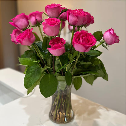 Long Stem Pink Rose Bouquet –  Flowers By Mayra Inc, Freeport NY