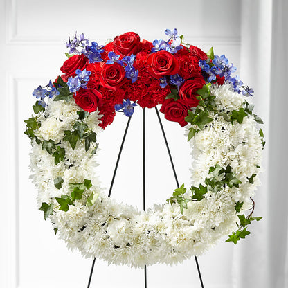 Patriotic Passion Wreath –  Flowers By Mayra Inc, Freeport NY