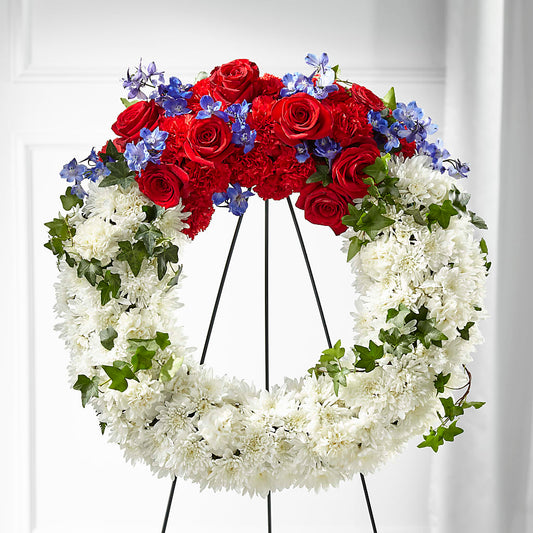 Patriotic Passion Wreath –  Flowers By Mayra Inc, Freeport NY