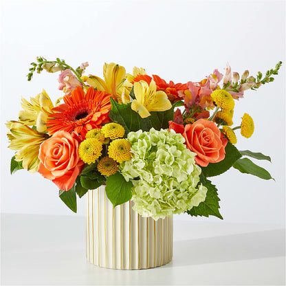 Autumn Sunshine Bouquet with Ivory Vase –  Flowers By Mayra Inc, Freeport NY