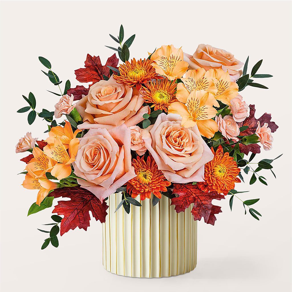 Spiced Latte Bouquet with Ivory Vase –  Flowers By Mayra Inc, Freeport NY