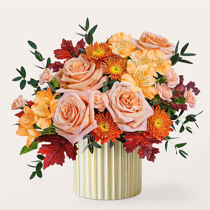 Spiced Latte Bouquet with Ivory Vase –  Flowers By Mayra Inc, Freeport NY