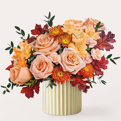 Spiced Latte Bouquet with Ivory Vase –  Flowers By Mayra Inc, Freeport NY