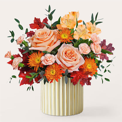 Spiced Latte Bouquet with Ivory Vase –  Flowers By Mayra Inc, Freeport NY