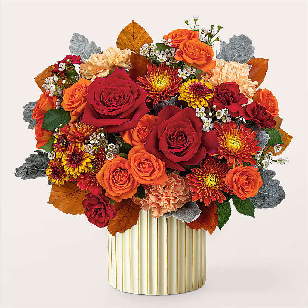 Merlot Bouquet with Ivory Vase –  Flowers By Mayra Inc, Freeport NY