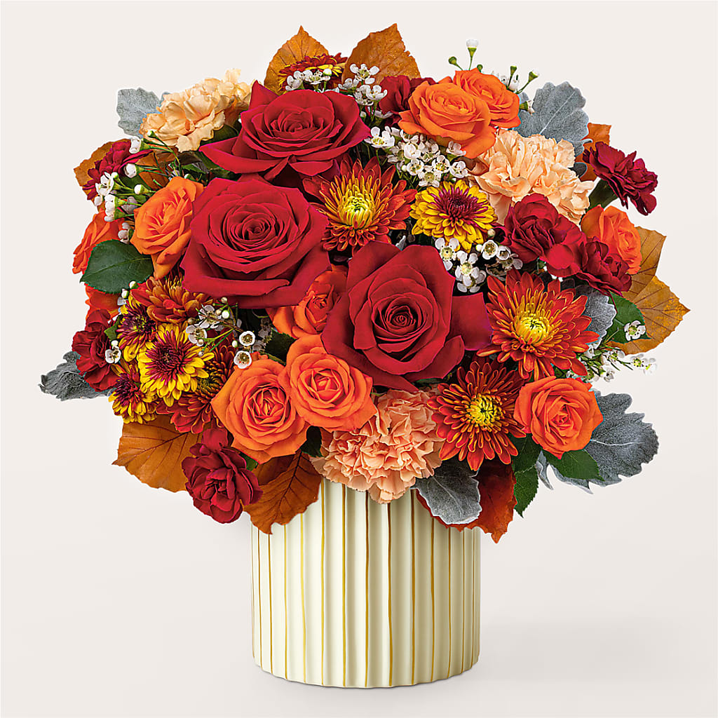 Merlot Bouquet with Ivory Vase –  Flowers By Mayra Inc, Freeport NY
