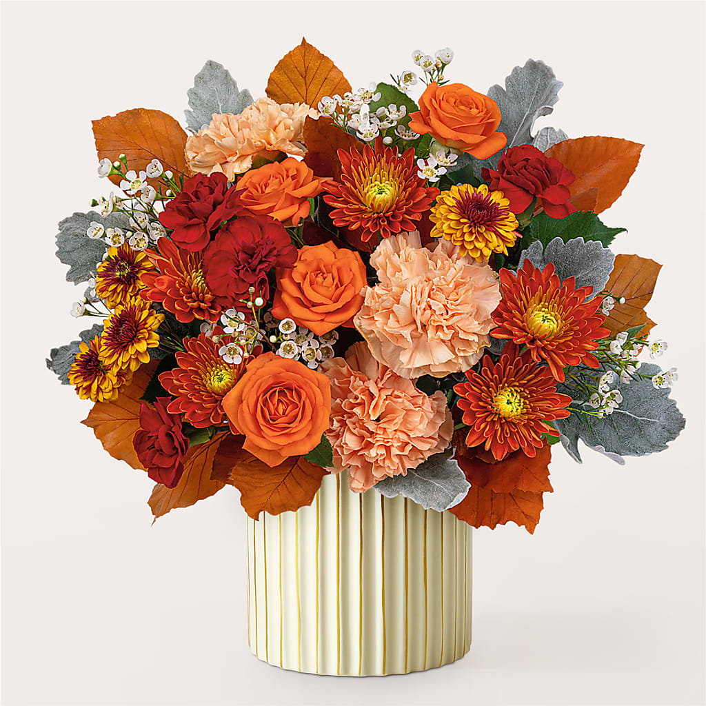 Merlot Bouquet with Ivory Vase –  Flowers By Mayra Inc, Freeport NY