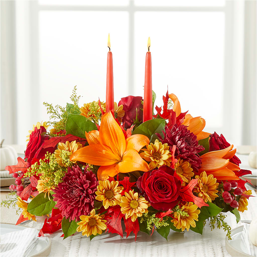 Autumn's Embrace Centerpiece –  Flowers By Mayra Inc, Freeport NY