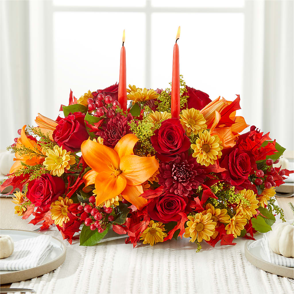 Autumn's Embrace Centerpiece –  Flowers By Mayra Inc, Freeport NY
