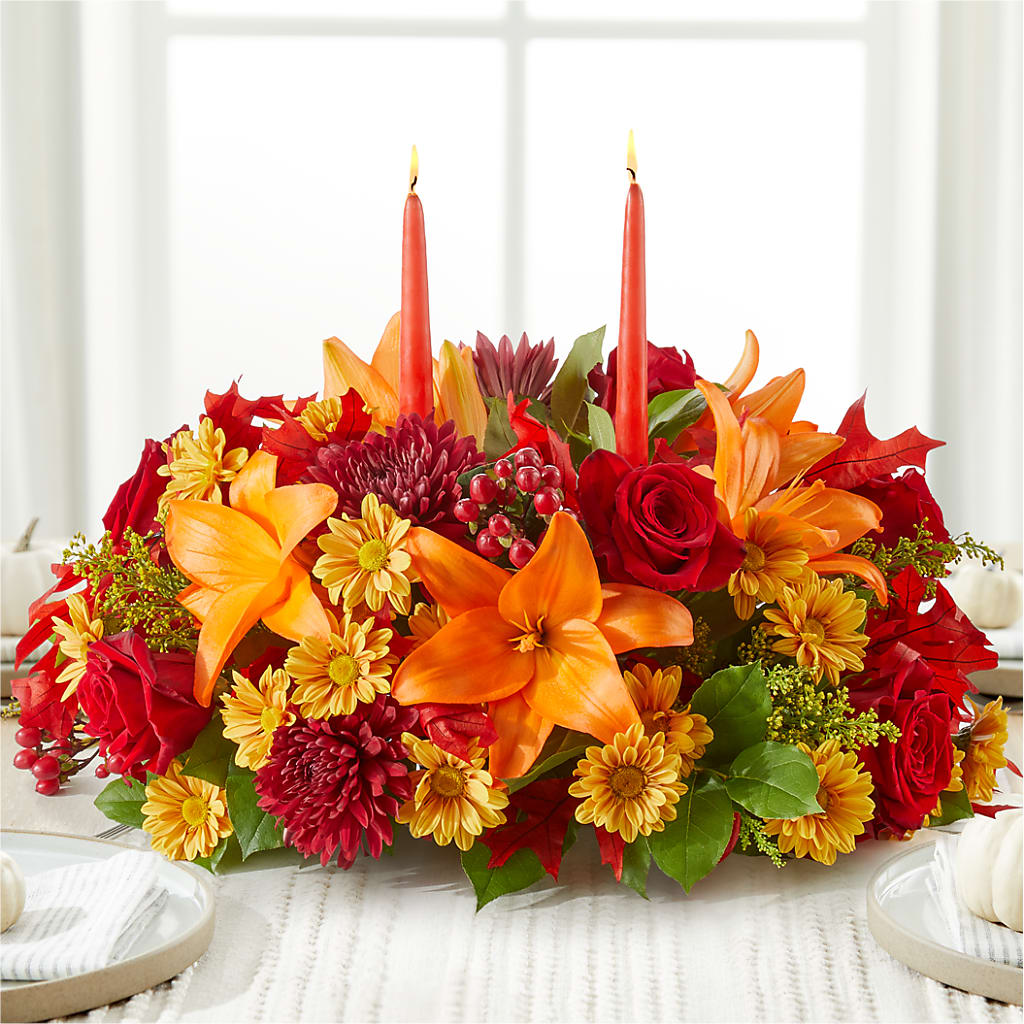Autumn's Embrace Centerpiece –  Flowers By Mayra Inc, Freeport NY