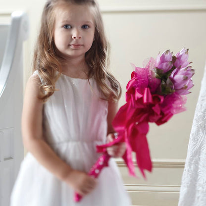 Sparkle Pink Flower Girl Bouquet –  Flowers By Mayra Inc, Freeport NY